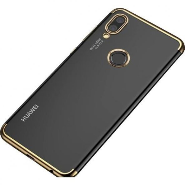 Huawei P20 Lite Arka Kapak Şeffaf Telefon Kılıfı-Gold
