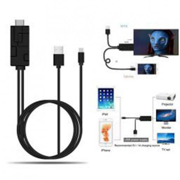 Apple iPhone iPad iPod HDMI TV Görüntü Aktarma Kablosu Lightning - 5