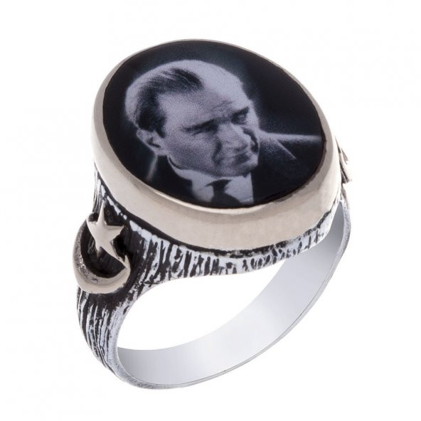 925 Ayar Gümüş Atatürk Silüetli Oval Yüzük
