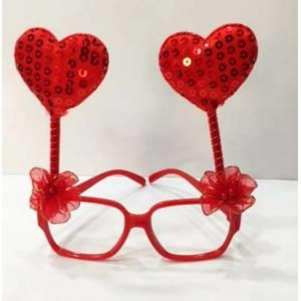 1 Ad Kırmızı Kalpli Gözlük, Pullu Çılgın Doğum Günü Parti Gözlüğü