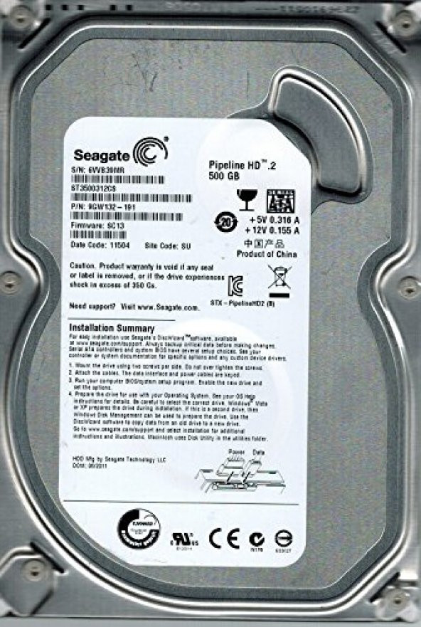 Seagate 500 GB Sata 2 8Mb 3,5 inch 5900 RPM Harddisk ST3500312CS