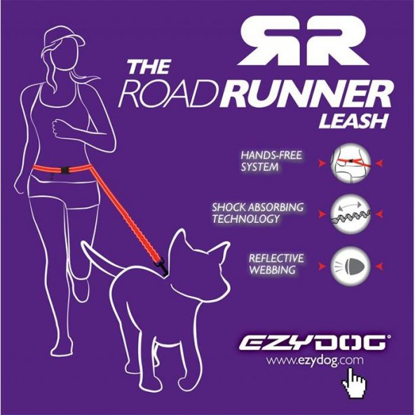 EzyDog 825-LRR25BLK Leashes Road Runner Zero Shock Köpek Gezdirme