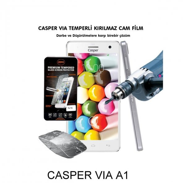 Casper Vıa A1 Kırılmaz Temperli Cam Ekran Koruyucu