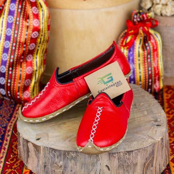 Gaziantep Çocuk Yemeni Ayakkabı Kırmızı Renkli