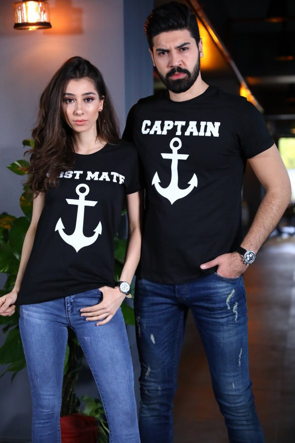 Sevgili Kombini Captain First Mate Siyah Tişört Kısa Kollu Tshirt
