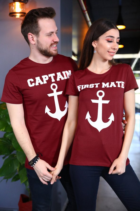 Sevgili Kombini Captain First Mate Bordo Tişört Kısa Kollu Tshirt
