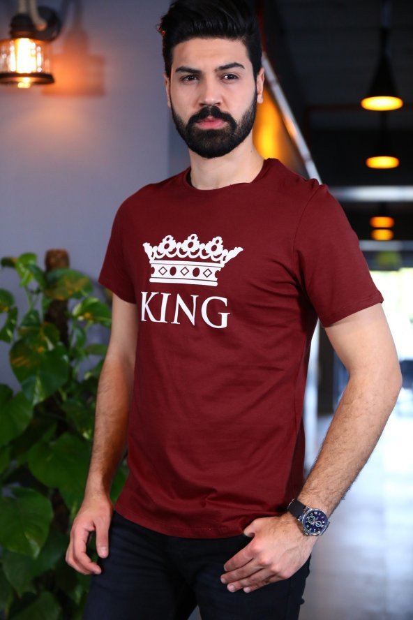 KING Bordo Tshirt Kısa Kollu Tişört