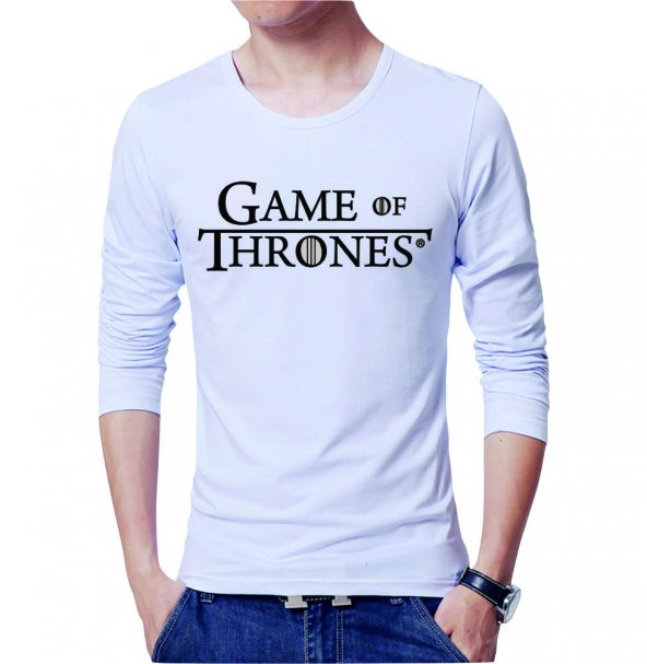 Game Of Thrones Erkek Tişört-Beyaz Erkek Tshirt-Uzun Kol T-shirt