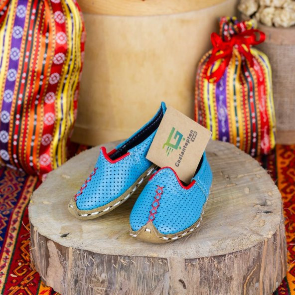 Gaziantep Çocuk Yemeni Ayakkabı Turkuaz Renkli