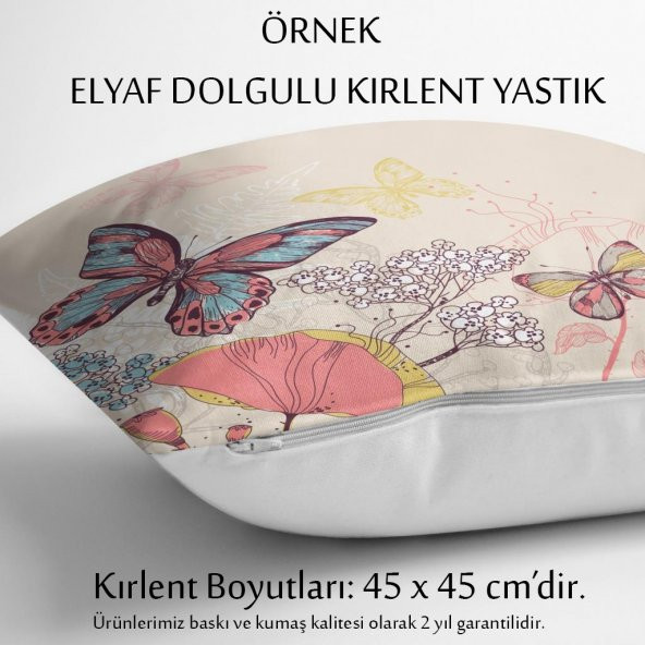 ELSE Taşlı Mavi Çiçekli 3 Boyutlu Dekoratif Yastık Kırlent Kılıfı - 2