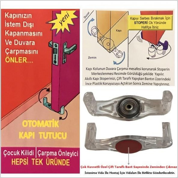 Akıllı Kapı Stoperi Tamponu Kapı Durdurucu Yapışkanlı 2 li Set - 5