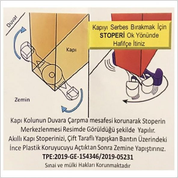 Akıllı Kapı Stoperi Tamponu Kapı Durdurucu Yapışkanlı 2 li Set - 3