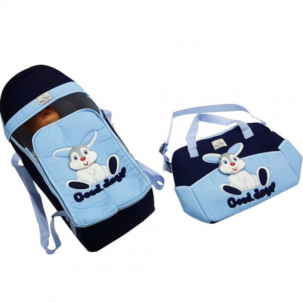 2li Tavşan Taşıma Çanta Seti Lacivert Mavi