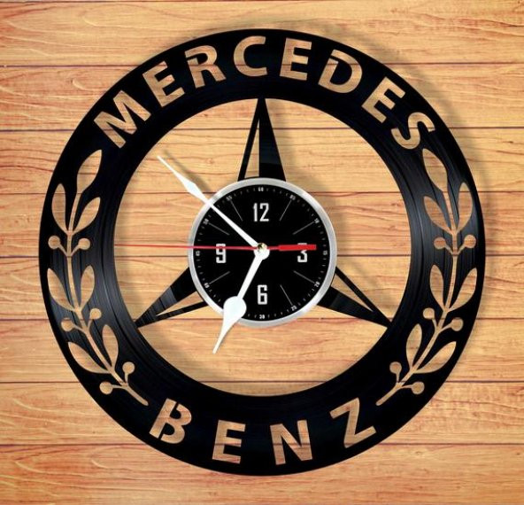 Dekoratif Ahşap Duvar Saati - Mercedes Benz