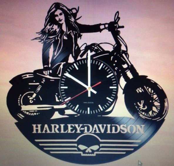 Dekoratif Ahşap Duvar Saati - Harley Davidson