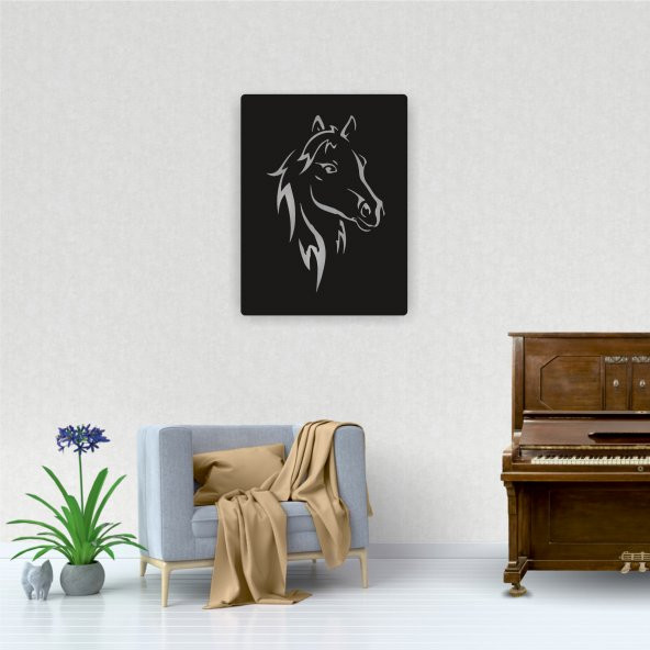 Dekoratif Ahşap Tablo - Horse Portre