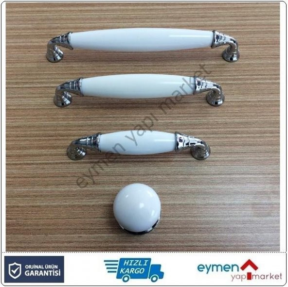 PORSELEN GÖRÜNÜMLÜ MOBİLYA DOLAP ÇEKMECE KULP KROM