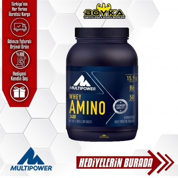 Multipower Whey Amino 3400 300tablet (Skt:07/21)+3 Hedi̇ye