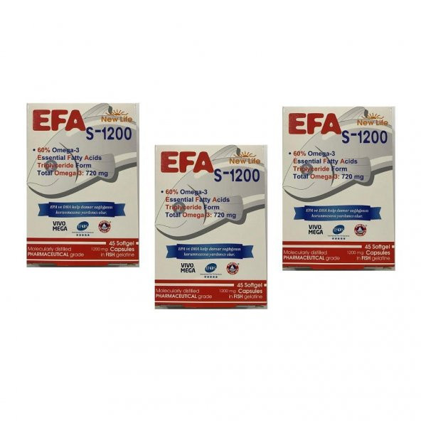 NewLife EFA S-1200 Omega 3 45 Kapsül 3 Adet - (HEDİYELİ)- 02/2020