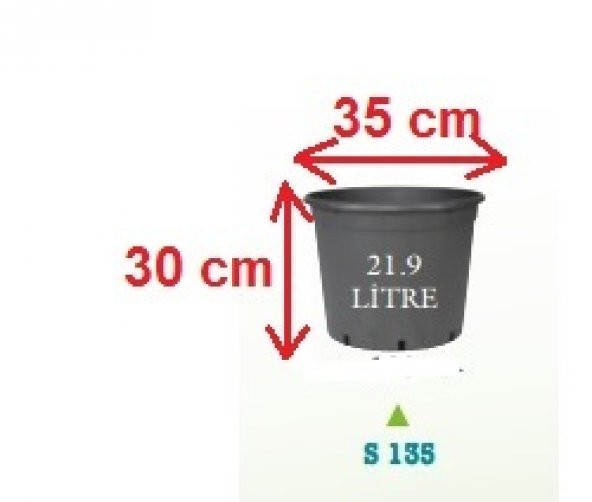 Siyah Uretim Saksısı 30 Adet 35x30 cm 21,9 Litre Üretim Saksısı Siyah Saksı Fide Saksı - 1