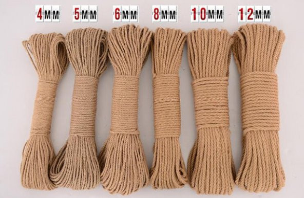 Jut Halat 6 MM 20 M Dekoratif Jüt Halat  Halat İp Jüt Kendir İpi Hasır İp Jüt İp Doğal Halat İp