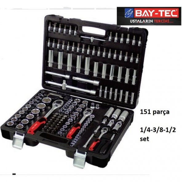 Bay Tec Lokma Takımı En Ucuz 1/4"-3/8"-1/2" 151 Parça Garantili