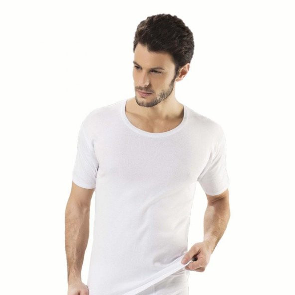 6 lı Paket Hmd Kısakol Erkek Bisiklet Yaka Penye Atlet Beyaz 606