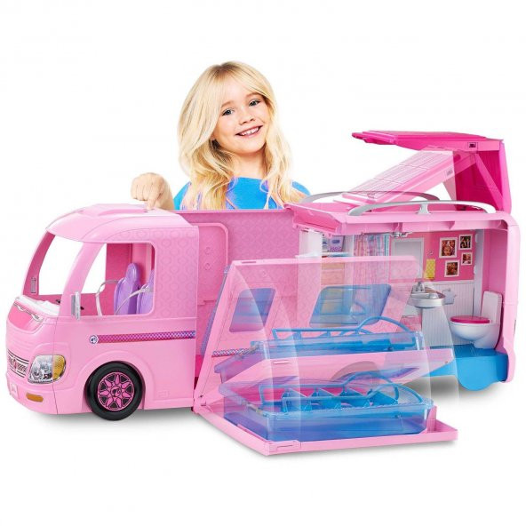 Barbie Pembe Karavan Barbie Ev Havuz Karavan Kız Evcilik Oyuncak