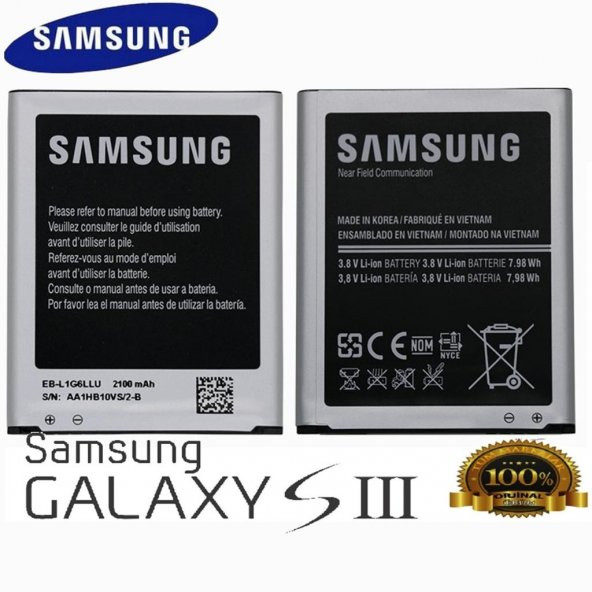 Samsung Galaxy S3 Orjinal Batarya pil 2100 mAh İ9300
