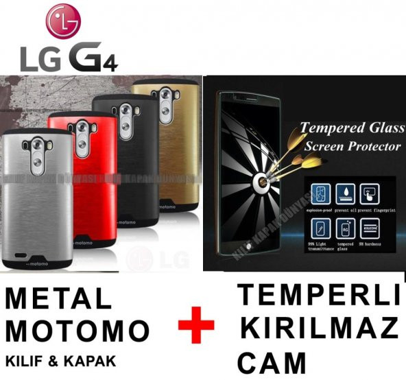 LG G4 KILIF METAL MOTOMO + KIRILMAZ CAM EKRAN KORUYUCU