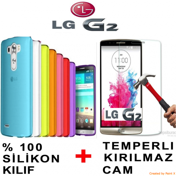 LG G2 KILIF SİLİKON KIRILMAZ CAM EKRAN KORUYUCU