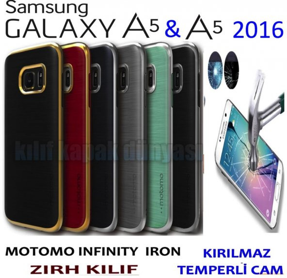 Samsung Galaxy A5 A5 2016 Kılıf Motomo Lüx Infıny Zırh + Cam