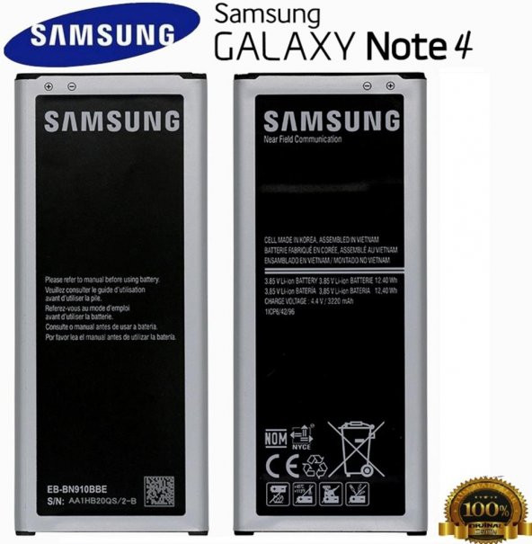 Samsung Galaxy Note 4 Orjinal Batarya Pil N910 Orjinal