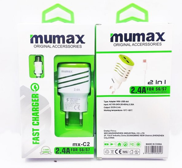 Mumax Samsung Uyumlu Hızlı Şarj Aleti Şarj Cihazı 2.4A 2 usb li