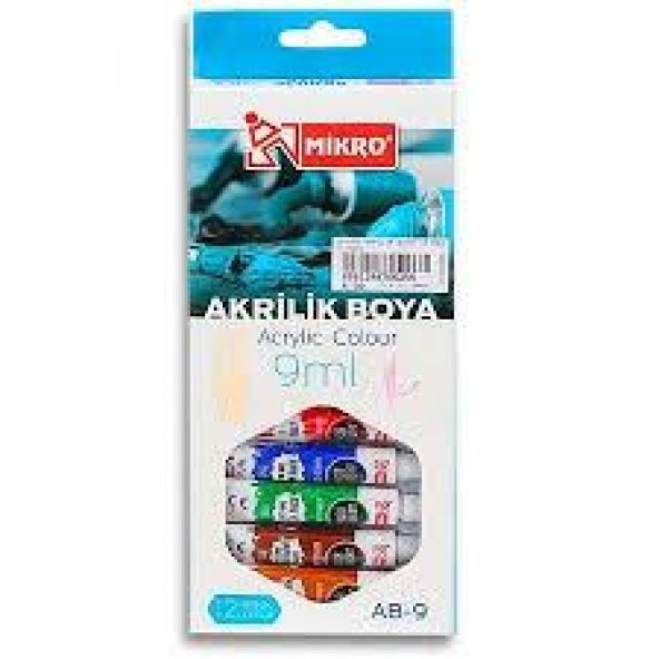 Mikro Akrilik Boya 12 Renk (9 Ml)