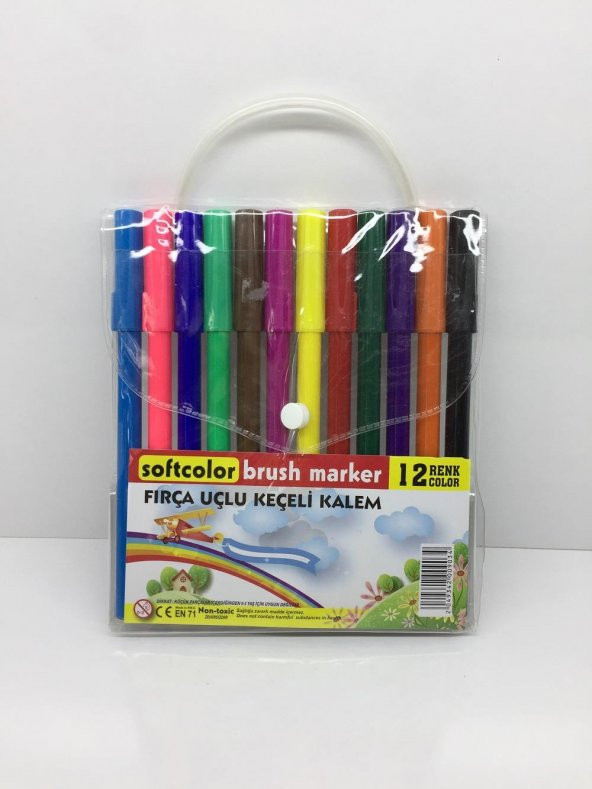Softcolor Fırça Uçlu Keçeli Kalem 12 Renk