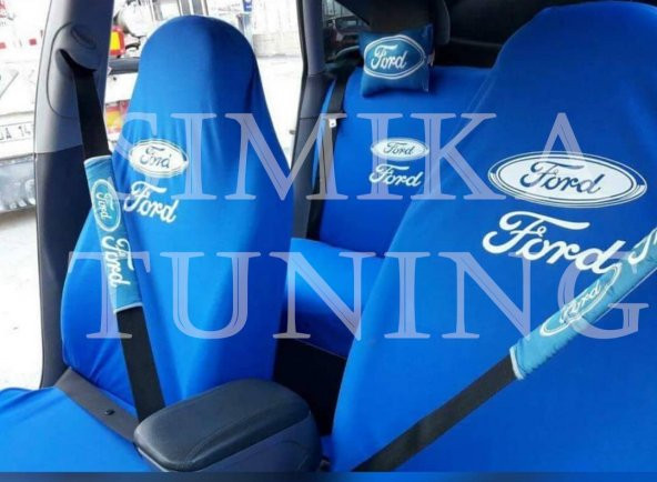 Ford Mavi Ön Arka Koltuk Penye Kılıf Boyun Yastığı Kemer Pedi