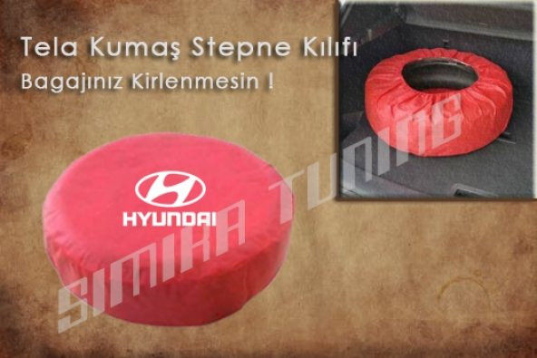 Hyundai Kırmızı Renk Tel Kumaş Stepne Kılıfı 3 Sticker HEDİYE