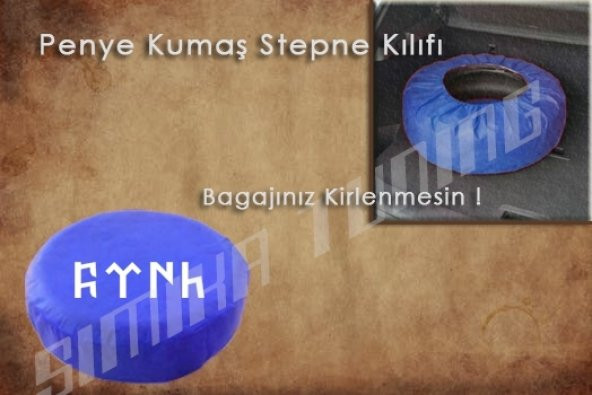 Göktürk Sax Mavi Renk Penye Kumaş Stepne Kılıfı 3 Sticker HEDİYE