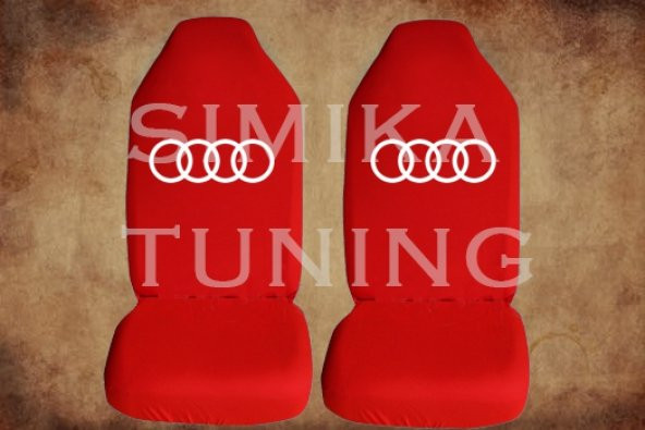 Audi Kırmızı Renk Ön Koltuk Penye Kılıf 1 Sticker HEDİYE