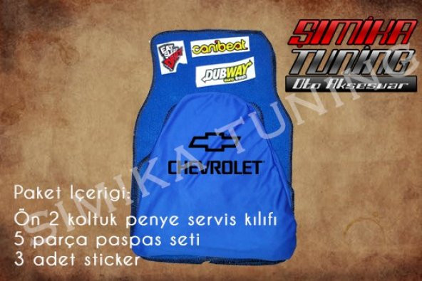 Chevrolet Sax Mavi Renk Ön Penye 5 Parça Paspas 3 Sticker