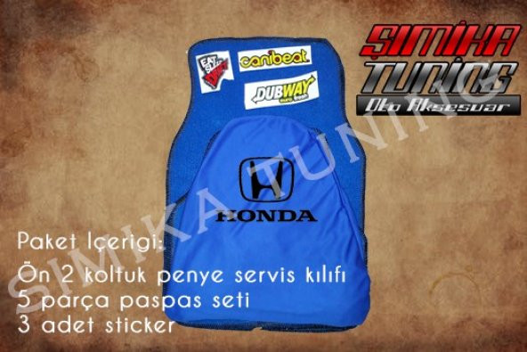 Honda Sax Mavi Renk Ön Penye 5 Parça Paspas 3 Sticker