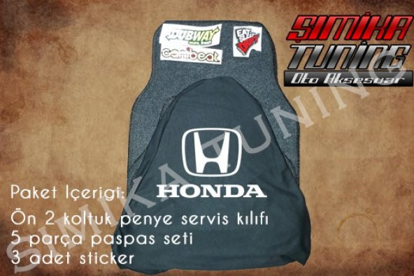 Honda Siyah Renk Ön Penye 5 Parça Paspas 3 Sticker