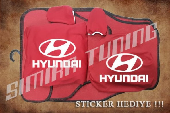Hyundai Kırmızı Ön Arka Koltuk Direksiyon Seti Paspas Sticker