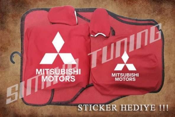 Mitsubishi Kırmızı Ön Arka Koltuk Direksiyon Seti Paspas Sticker