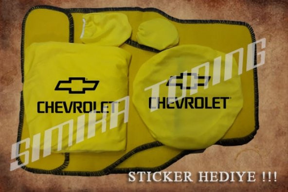 Chevrolet Sarı Ön Arka Koltuk Direksiyon Seti Paspas Sticker