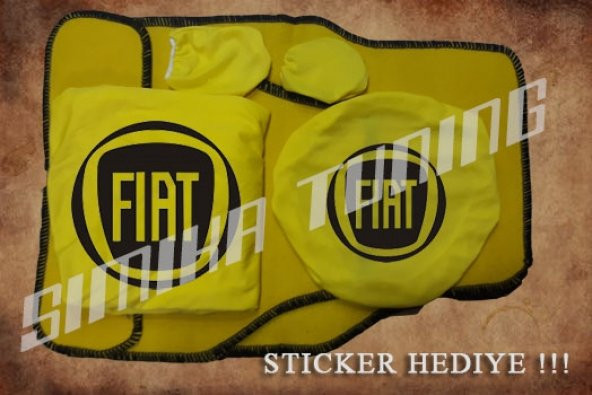 Fiat Sarı Ön Arka Koltuk Direksiyon Seti Paspas Sticker