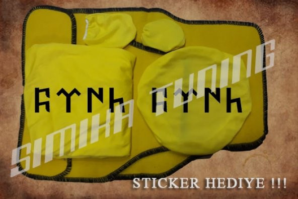 Göktürk Sarı Ön Arka Koltuk Direksiyon Seti Paspas Sticker