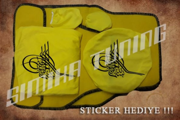 Tuğra Sarı Ön Arka Koltuk Direksiyon Seti Paspas Sticker