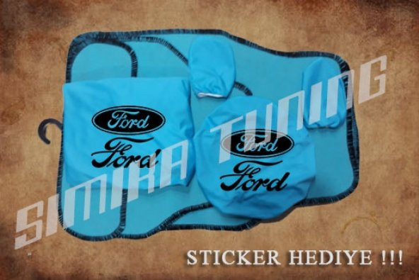 Ford Turkuaz Ön Arka Koltuk Direksiyon Seti Paspas Sticker
